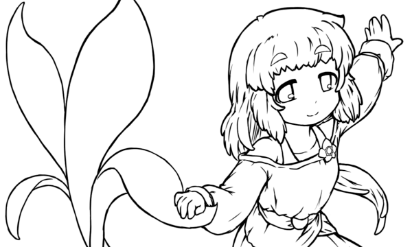 水草と野々原水華 塗り絵