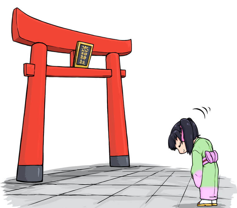 鳥居で拝礼