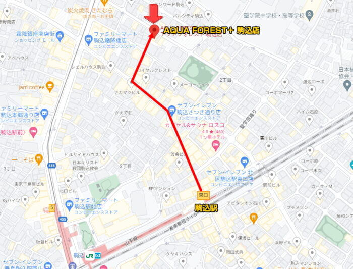 AQUA FOREST＋駒込店　MAP